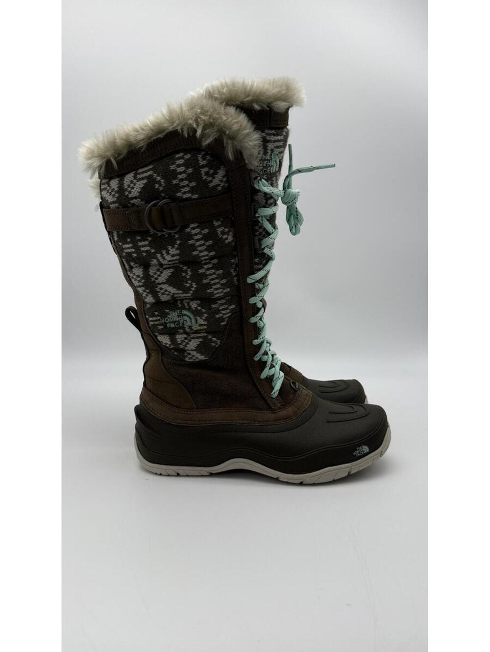 North Face Shellista Tall Fur Lace Up Winter Boots Womens Brown Size 8